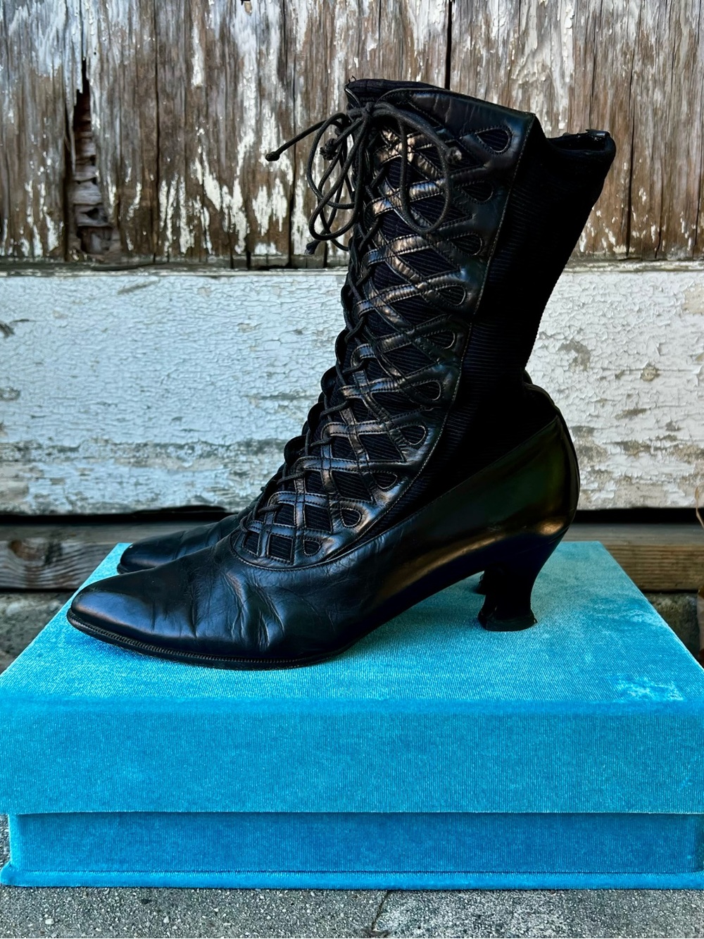 Stuart Weitzman Black Leather Victorian Inspired Ankle Boots